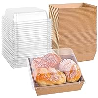VGOODALL 48PCS Paper Charcuterie Boxes, Disposable Food Container with Clear Lid Brown Bakery Boxes for Cake Slice Pastry Sandwich Dessert To Go Containers