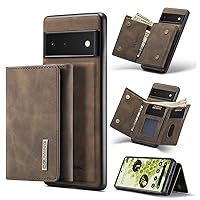 2-in-1 Wallet-Style Phone case with Magnetic Stand Function for Google Pixel 7 6 Pro Pixel 6A 5A 5G Back Cover,with Card Slot Anti-Drop and Anti-Scratch Phone case(Brown,Google Pixel 6A)