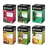 Tea Green Tea Variety Pack Sampler Assortment - Caffeinated, Non-GMO Project Verified Premium Tea with No Artificial Ingredients, 20 Count (Pack of 6)