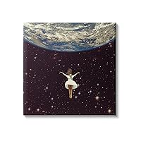 Stupell Industries Woman Falling Through Space White Dress Earth, Designed by Paula Belle Flores Canvas Wall Art, 17 x 17, Black