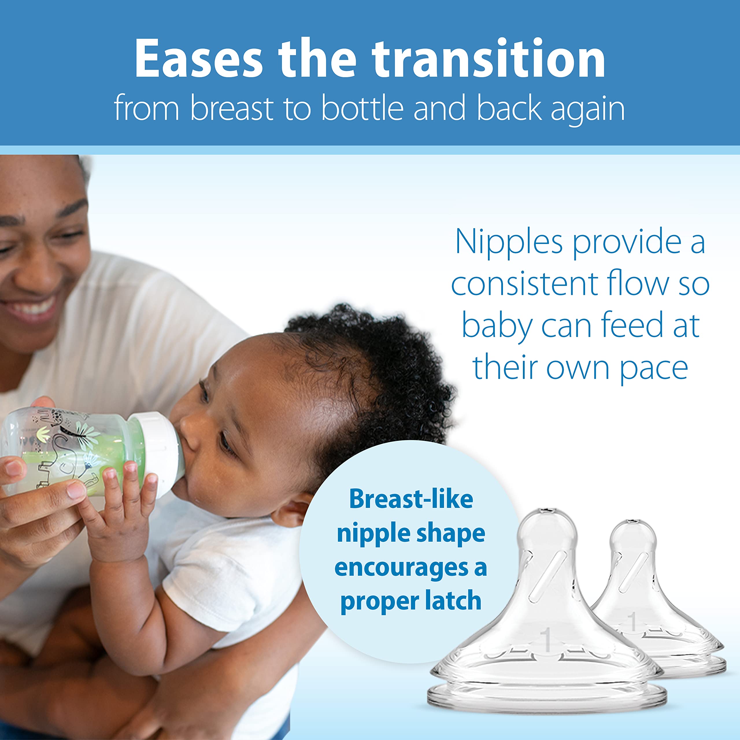 Dr. Brown’s Natural Flow® Anti-Colic Options+™ Wide-Neck Baby Bottle Designer Edition Bottles, Jungle Decos, 5 oz/150 mL, Level 1 Nipple, 2-Pack, 0m+