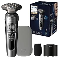 Philips Norelco S9000 Prestige Rechargeable Wet & Dry Electric Rotary Shaver with Precision Trimmer, Premium Case & Cleaning System, SP9841/84