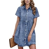 Blue Women Dress - Jean Dress for Women Denim - Womens Shirt Dress | [692826263] Kinsey, M