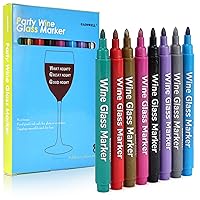 Wine Glass Markers – Pack of 8 Food-Safe Non-Toxic Wine Glass Marker Pens - Can also be Used on Ceramic Plates and other Glass and Dinnerware