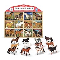Melissa & Doug Pasture Pals - 12 Collectible Horses With Wooden Barn-Shaped Crate - Toy Horses, Horse Figures For Kids Ages 3+