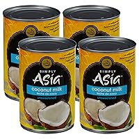 Simply Asia Unsweetened Coconut Milk, 13.66 fl oz - One 13.66 Ounce Can of Unsweetened Coconut Milk, Gluten and Dairy Free, Perfect Alternative for Cooking, Baking and Beverages (Pack of 4)