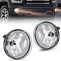 Nilight Fog Light Assembly Compatible with 2007 2008 2009 2010 2011 2012 2013 GMC Sierra 1500 2007-2014 Sierra 2500HD 3500HD Clear Lens Fog Lamps Replacement 880 12V 27W Bulbs, 2 Years Warranty
