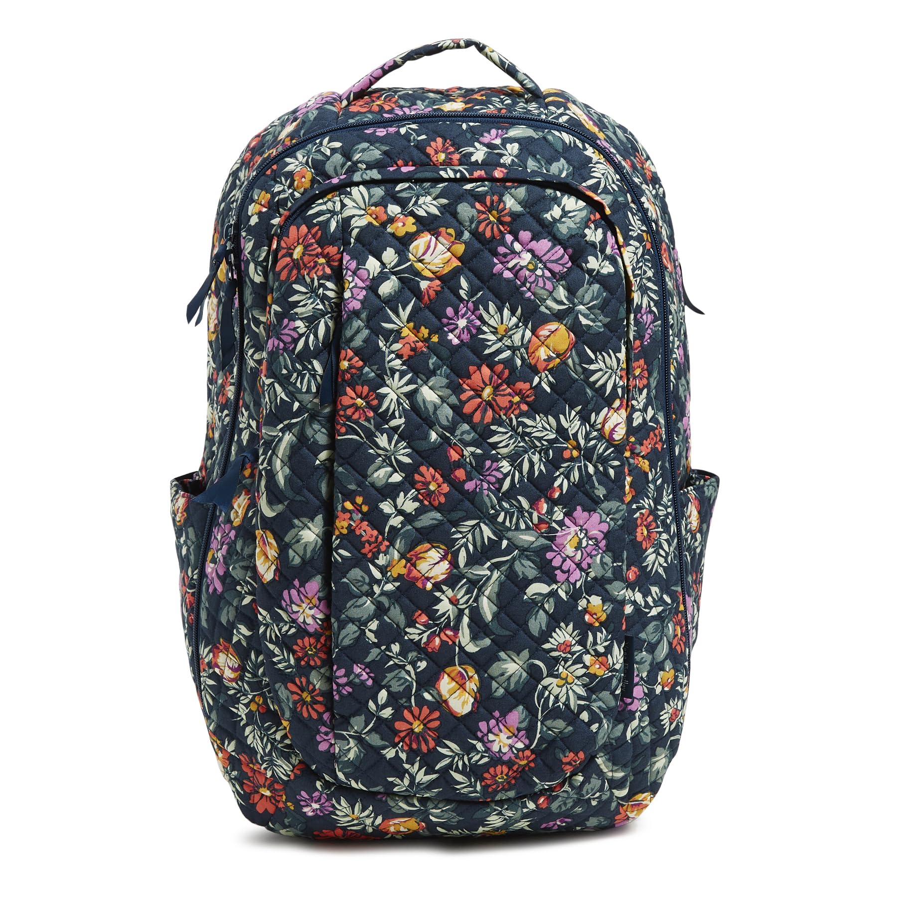 Vera Bradley Women's, Cotton Large Travel Backpack Travel Bag, Fresh-cut Floral Green, One Size