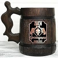 Superhero Groomsmen Gifts Mug. Bachelor Party Beer Mugs. Personalized Wooden Beer Mug. Wedding Best Man Gift. Groomsman Mug. Wooden Tankard. Custom Beer Steins Groomsmen Custom Gifts K947