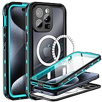 BEASTEK iPhone 15 Pro Waterproof Case, TRE Series MagSafe Shockproof Dustproof IP68 Case with Built-in Screen Protector and Mag Safe Anti-Scratch Magnetic Cover, for iPhone 15 Pro (6.1'') (Teal)…