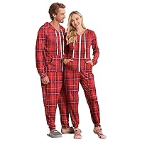 Ekouaer Christmas Matching Onesies for Couples Zipper Hooded Adult Onesie Pajamas with Pockets S-XXL