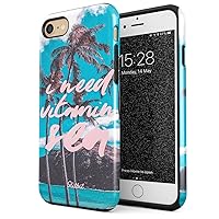 Compatible with iPhone 7/8 / SE 2020 I Need Vitamin Sea Summer Ocean Waves Tropical Landscape Nature Palm Trees Heavy Shockproof Dual Layer Hard Shell + Silicone Protective Cover