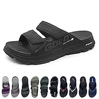 EVA Ultra Cushion Padding Men Slides Quick Dry Anti-Slip Double Strap Slide Sandal for Men Size 11.5-12 / Women Size 13 * 9388 Black -45