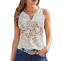 Tank Top for Women 2024 Summer Tops Casual Button Down Shirts Slim Fit V Neck Sleeveless Holiday Versatile Blouses