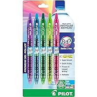 PILOT B2P Colors - Bottle to Pen Refillable & Retractable Rolling Ball Gel Pen Made From Recycled Bottles, Fine Point, Assorted Color G2 Inks, 5-Pack (36621)