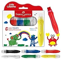 Faber-Castell Little Creatives Jumbo Squeezing Paint Brushes, 6 Colors, Paint Sticks for Kids Washable, Toddler Art Supplies, Non Toxic Paint and Brush in One, Kids Crafts Age 3 to 5+