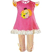 Boutique Clothing Girls Fall Harvest Pumpkin Patch Halloween Thanksgiving Top Pants 2-pc Outfit Sets