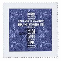 3dRose John 3 16 bible verse in the form of a cross reflected on blue grey granite print - Quilt Square, 6 by 6-inch (qs_29088_2)