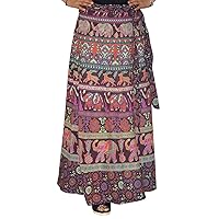 Marusthali Wrap Skirt Printed Cotton Gypsy Sarong Wrap Around Skirt Long Wraparound Skirts Purple