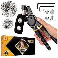 MARKYITAN Grommet Tool Kit 5.5mm 10mm Multi-Size Hand Press Eyelet Pliers Kit with 2x Hexagonal Bars and 500 Silver Grommets (250x 10mm & 250x 5.5mm)
