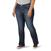 Wrangler womens Western Plus Size Mid Rise Stretch Boot Cut Jeans, Mid Wash, 20-32 US