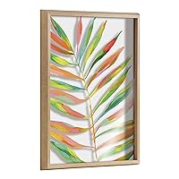 Kate and Laurel Blake Palma Framed Printed Glass Wall Art by Jessi Raulet of Ettavee, 18x24 Natural, Decorative Vibrant Glass Nature Art for Wall