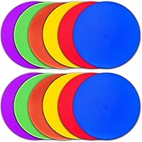 Poly Spot Markers 10 inch 12 Pcs Non-Slip Rubber Agility Training Markers Floor Dots Flat Field Cones for Football, Soccer, Basketball, School Exercise Drills, Dance Practice