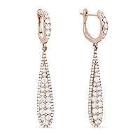 14K Rose Gold 1.41ct White Diamond Drop Dangle Earrings