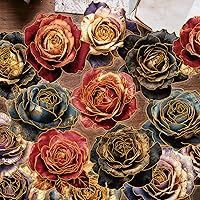 40pcs Vintage Rose Floral Stickers Large Waterproof PET Flower Sticker for Scrapbook, Bullet Journal, Photo Album Craft Supplies, Cars, Laptops,Water Bottles, Adhesive Flower Decorative Decals