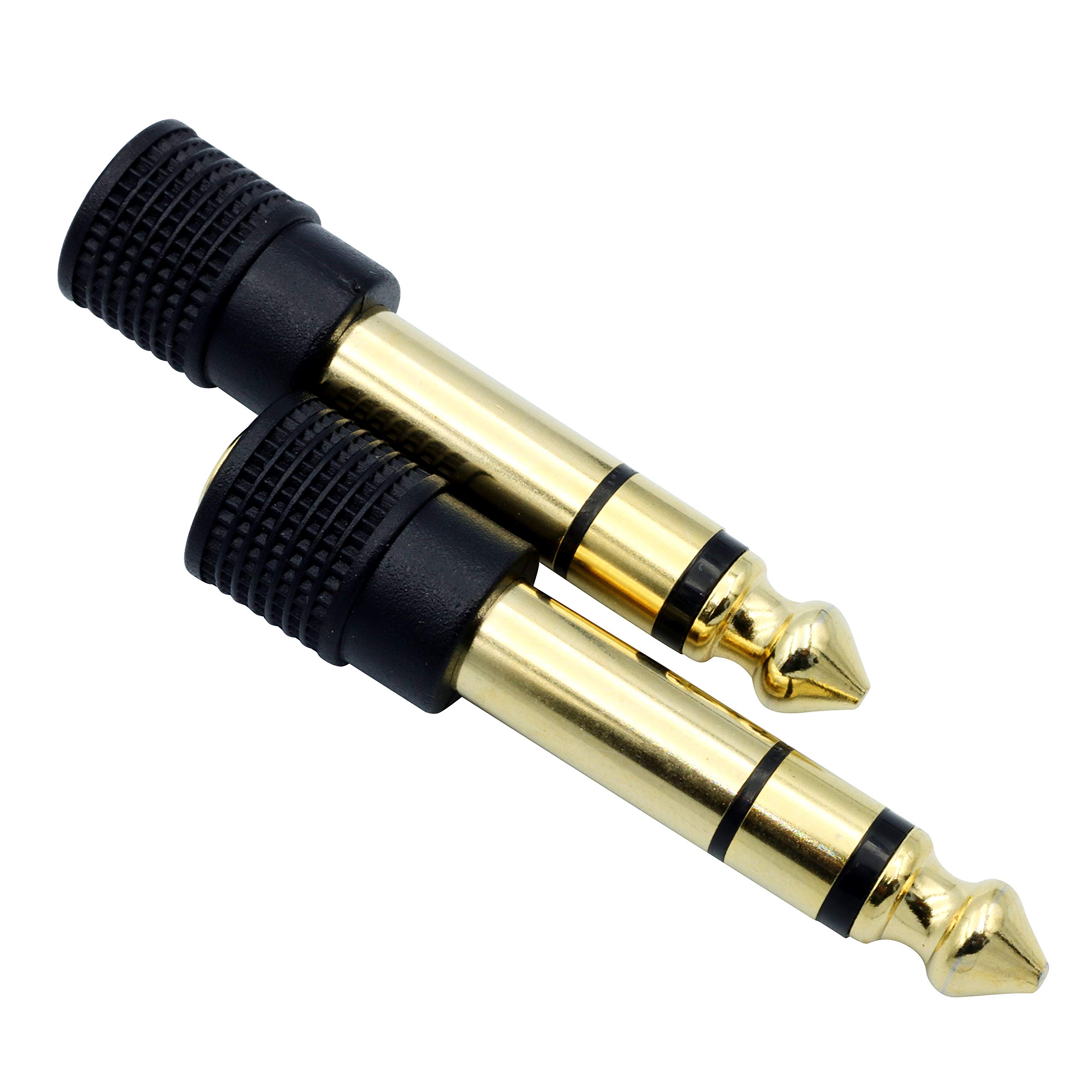 Chadou Audio Adapter 6.35mm (1/4 inch) Male to 3.5mm (1/8 inch) Female Stereo Headphone Connector Gold Plated, 2 Pack