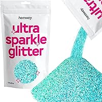 Hemway Premium Ultra Sparkle Glitter Multi Purpose Metallic Flake for Arts Crafts Nails Cosmetics Resin Festival Face Hair - Turquoise Blue Holographic - Ultrafine (1/128
