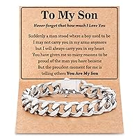 Stainless Steel Cuban/Franco Link Bracelet for Men Son, Christmas Valentines Birthday Gifts for Men Son Boyfriend Husband