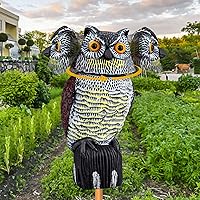 Owl Decoy to Scare Birds Squirrels,Plastic Owl Decoy to Scare Birds Away,Motion Activated Owl Decoy with 360 Rotating Head,Garden Owls to Frighten Birds for Outdoor Garden Yard