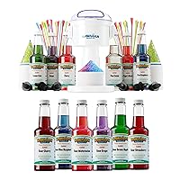 Hawaiian Shaved Ice S700 Snow Cone Machine Kit with 6 - 16oz. Syrups: Cherry, Grape, Blue Raspberry, Tiger’s Blood, Lemon-Lime, Pina Colada and Accessories bundled with 6 Sour Syrup Pints