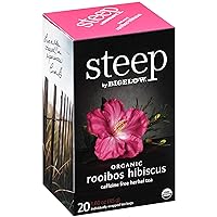 steep by Bigelow Organic Rooibos Hibiscus Herbal Tea, Caffeine Free, 20 Count (Pack of 6), 120 Total Tea Bags