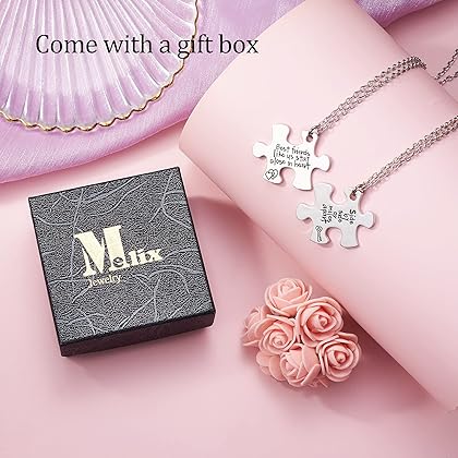 Melix Home Friendship Necklace for 2 Side by Side Best Friends Close in Heart Necklace Keyring Set