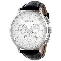 Movado Men's 0606575 Circa Stainless Steel Watch with Black Leather Band