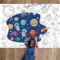 Outer Space Coloring Poster for Kids Solar System Giant Coloring Poster Large Coloring Tablecloth Universe Huge Table Cover for Boys Girls Birthday Party Supplies Favor 31.4 x 43.3 Inch