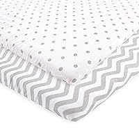 Luvable Friends Unisex Baby Fitted Playard Sheet, Gray Chevron Dot, One Size
