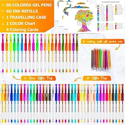 Glitter Gel Pen Refills by Color Technik, Set of 80 Glitter and