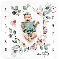 Baby Monthly Milestone Blanket Floral, First 12 Months Baby Milestone Blanket for Baby Girl, for Newborn Girls, Newborn Essentials Photo Blanket for Age and Growth, 46”x46”