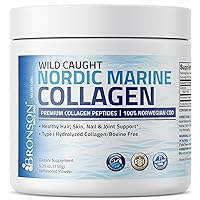 Bronson Marine Collagen Peptides Hydrolyzed Protein Powder 100% Wild Caught Nordic Cod Verified Sustainable Source for Joints Skin Hair Nails & Bones 150g (5.29oz)