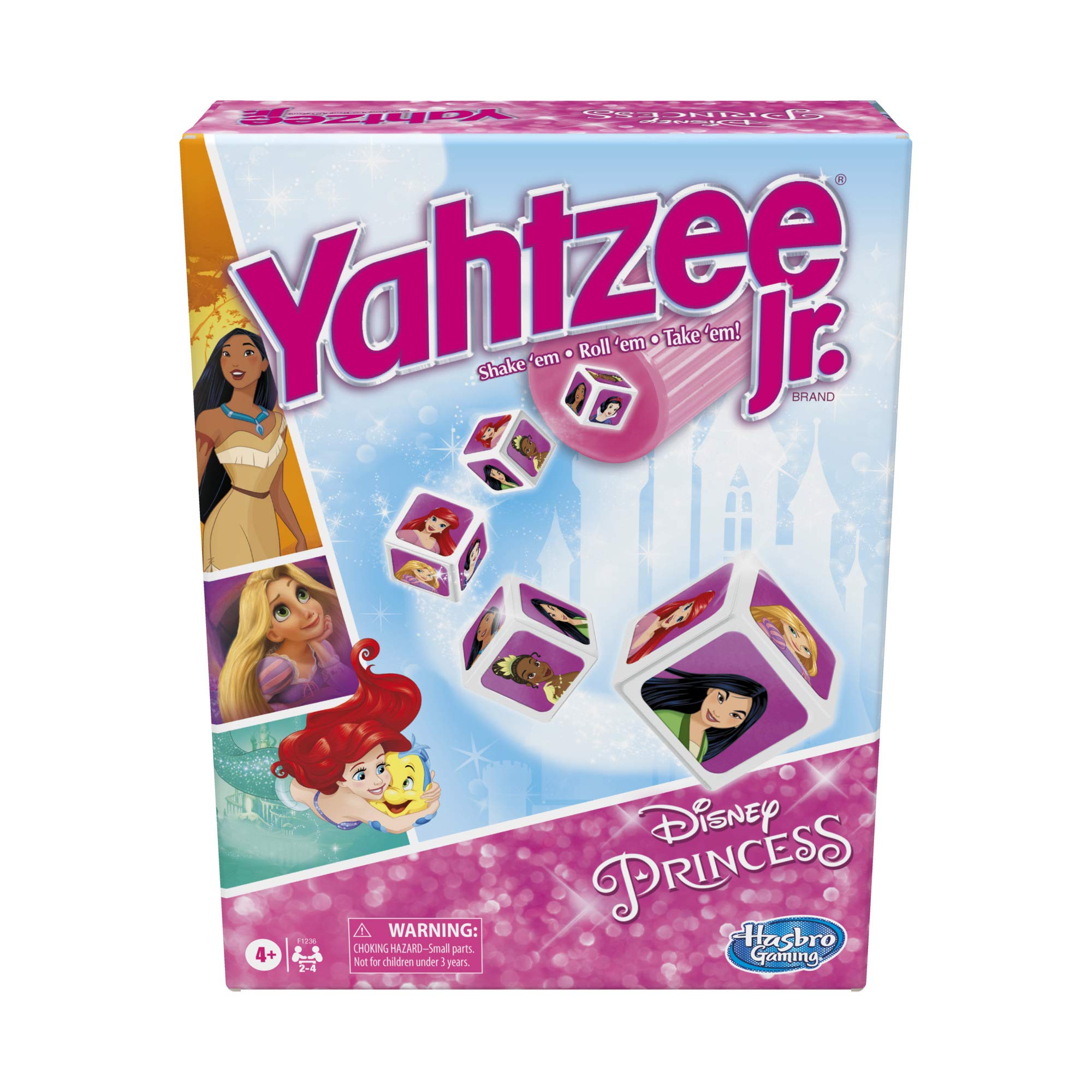 Yahtzee Jr.: Disney Princess Edition Board Game for Kids Ages 4 and Up, for 2-4 Players, Counting and Matching Game for Preschoolers (Amazon Exclusive)