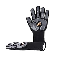 5558 Griddle Gloves with Silicone Palm Pads - Heat Resistant up to 500 Degrees, Easy Grip for Indoor and Outdoor Cooking, Grilling, Baking, Fire Pit, Fryer, Oven, One Size, Black/Grey