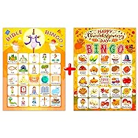 24 Player Bingo Game for Kids - Bible Bingo Game and Thanksgiving Bingo Cards for Family School Classroom Party Activities Cute Bingo
