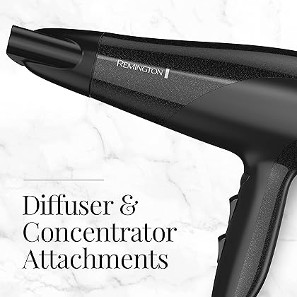 Remington Damage Protection Hair Dryer with Ceramic + Ionic + Tourmaline Technology, Black, 3 Piece Set
