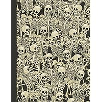 Skull Composition Notebook: 8.5 X 11 Standard Wide Ruled Paper Lined Journal, Fun Skeletons Pattern Cover - A Useful Gift For Teenagers