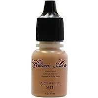 Glam Air Airbrush Makeup Water Based Foundation in Matte Finish for Flawless Looking Skin (0.25oz Bottles) (M13 SOFT WALNUT)