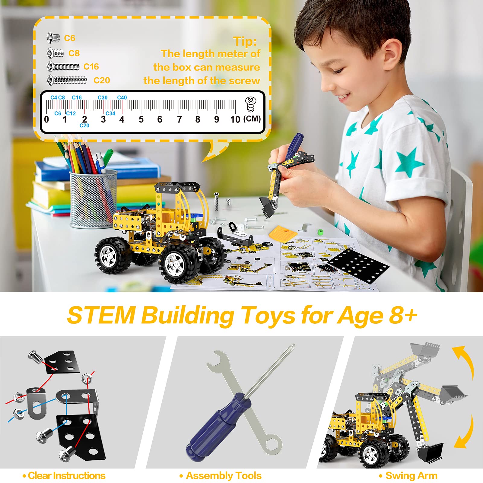 Lucky Doug Stem Building Projects Toys for Kids 8 9 10 11 12+ Year Old, 256 PCS Metal Building Construction Model kit, Engineering Building Blocks DIY Educational Gifts
