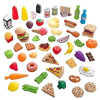 KidKraft 65-Piece Plastic Play Food Set for Play Kitchens, Fruits, Veggies, Sweets, Drinks and More, Gift for Ages 3+